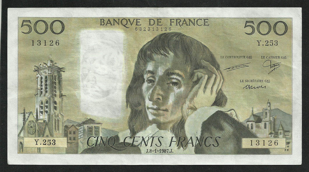 500 Francs Pascal (8-1-1987)