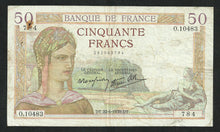 Charger l&#39;image dans la galerie, 50 Francs Cérès (22-6-1939)
