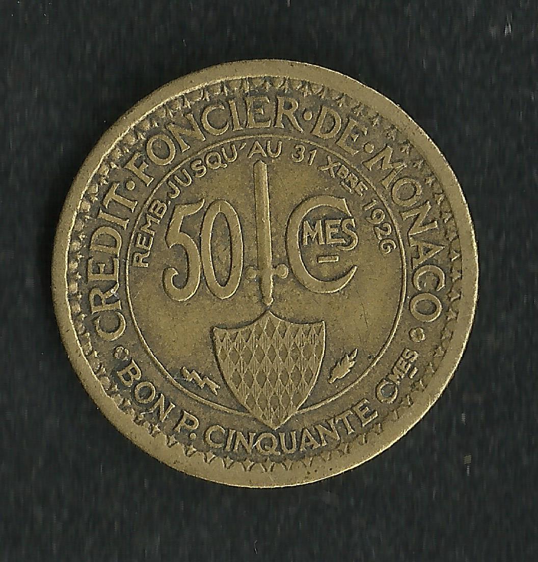 Monaco : 50 Centimes 1924