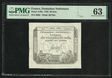 Charger l&#39;image dans la galerie, France : Assignat 50 Sols (23-05-1793) ; PMG : Choice UNC 63

