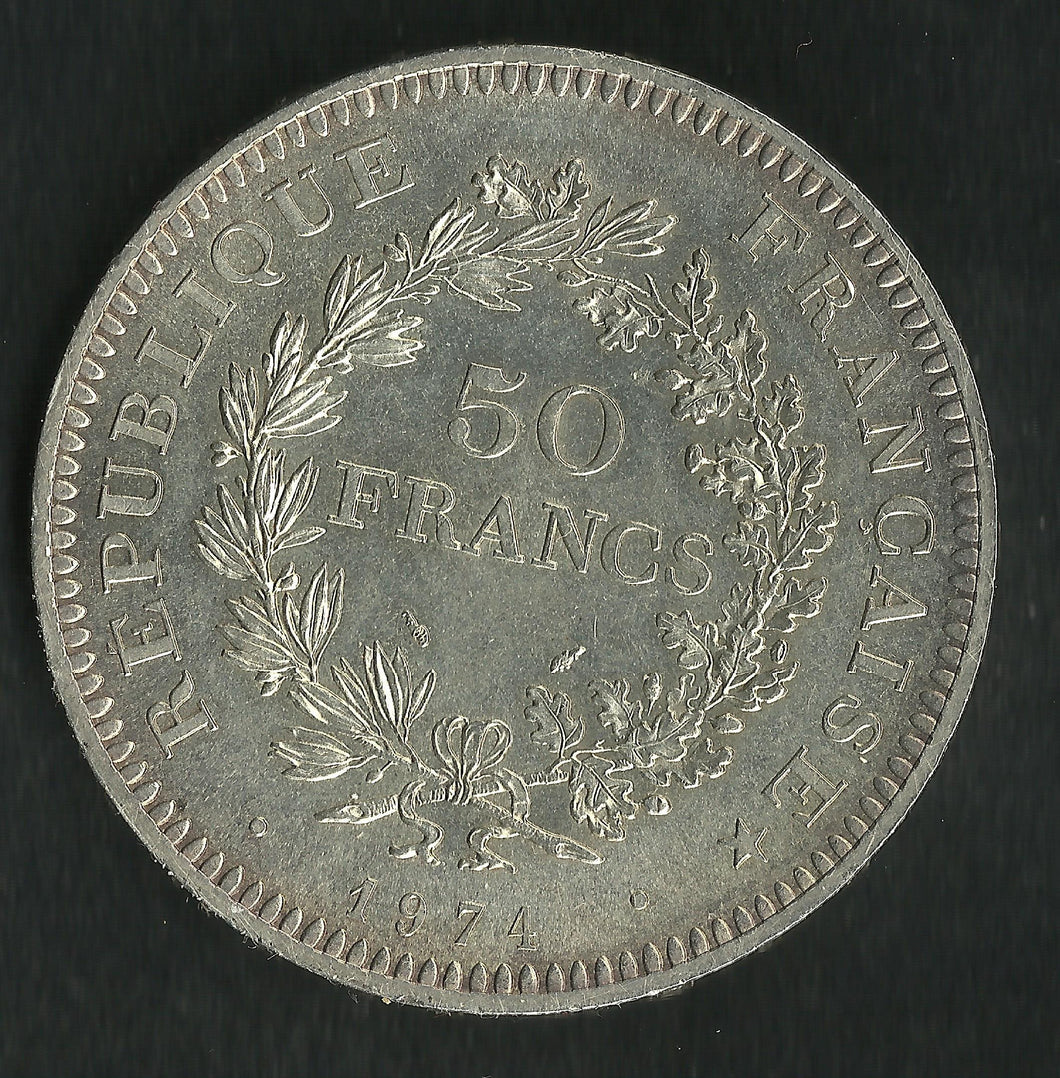 50 Francs  Argent Hercule 1974 Avers de la 20 Francs