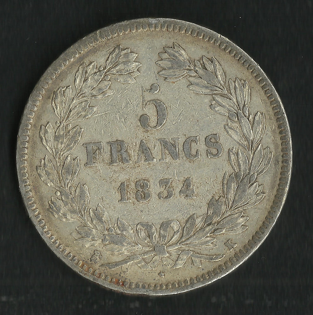 5 Francs Argent Louis Philippe 1834 K