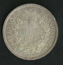 Charger l&#39;image dans la galerie, 5 Francs Argent Hercule 1874 K ; Qualité
