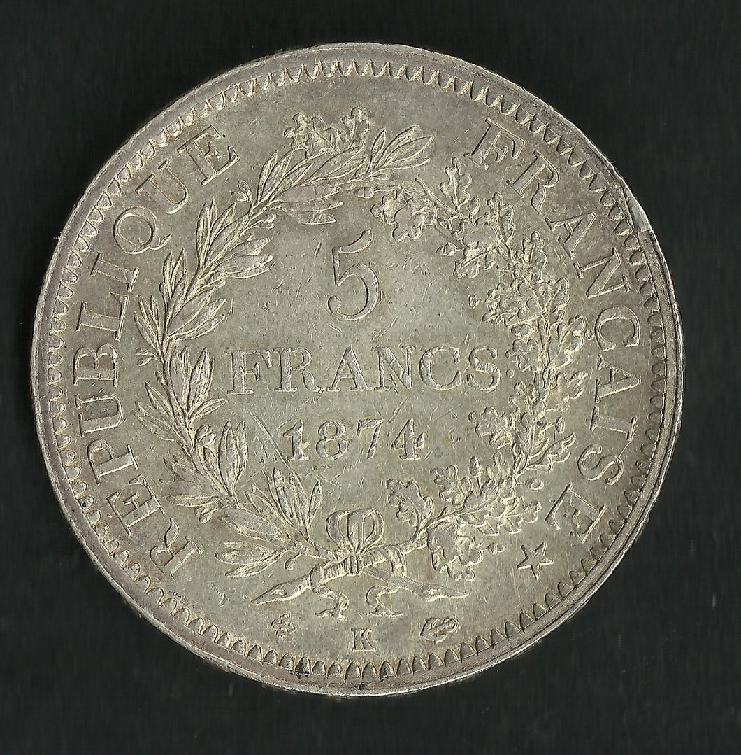 5 Francs Argent Hercule 1874 K ; Qualité