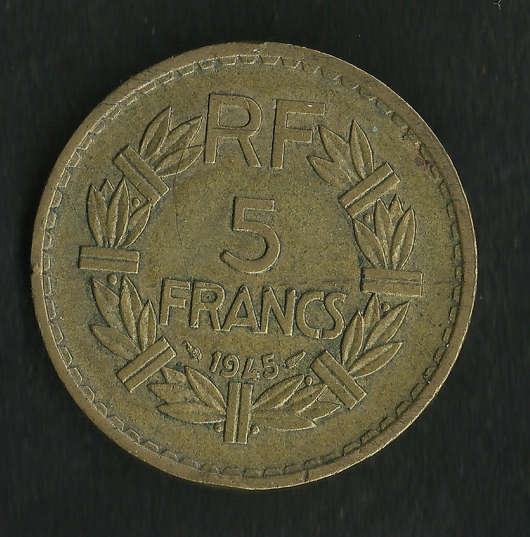 5 Francs Lavrillier Bronze Alu 1945