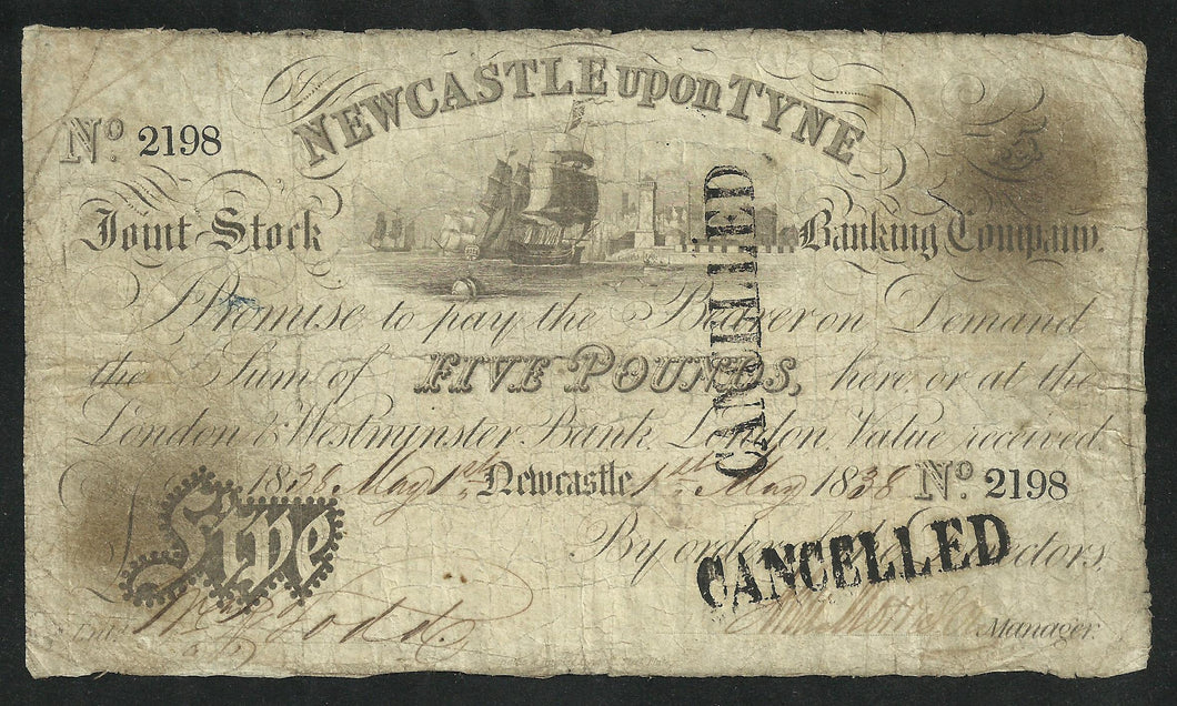 Angleterre : Newcastle upon Tyne : 5 Pounds 1838