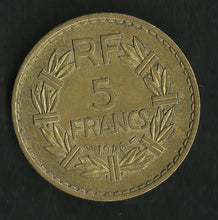 Charger l&#39;image dans la galerie, 5 Francs Lavrillier Bronze Alu 1946

