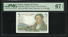 Charger l&#39;image dans la galerie, France : 5 Francs Berger (23-12-1943) ; PMG : Superb Gem UNC 67 ; EPQ
