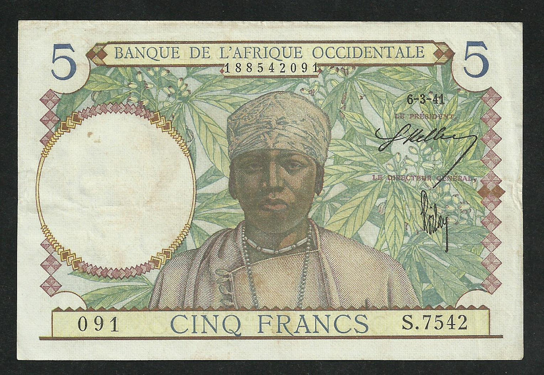 Afrique Occidentale : 5 Francs 1941
