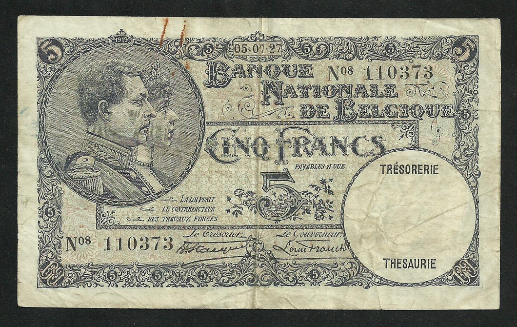 Belgique : 5 Francs 1927