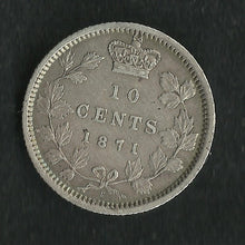 Charger l&#39;image dans la galerie, Canada : 10 Cents 1871 Argent
