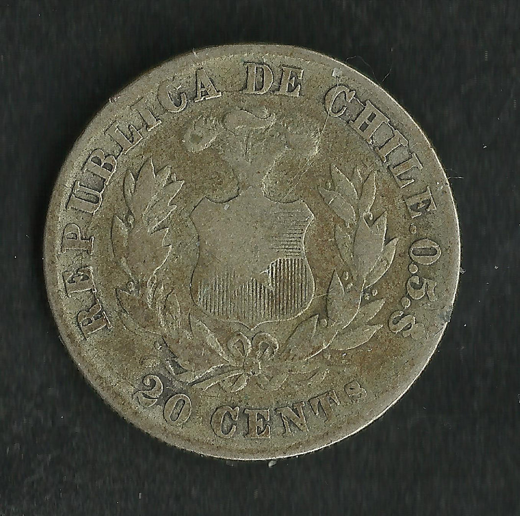 Chili : 20 Centavos 1879 Argent
