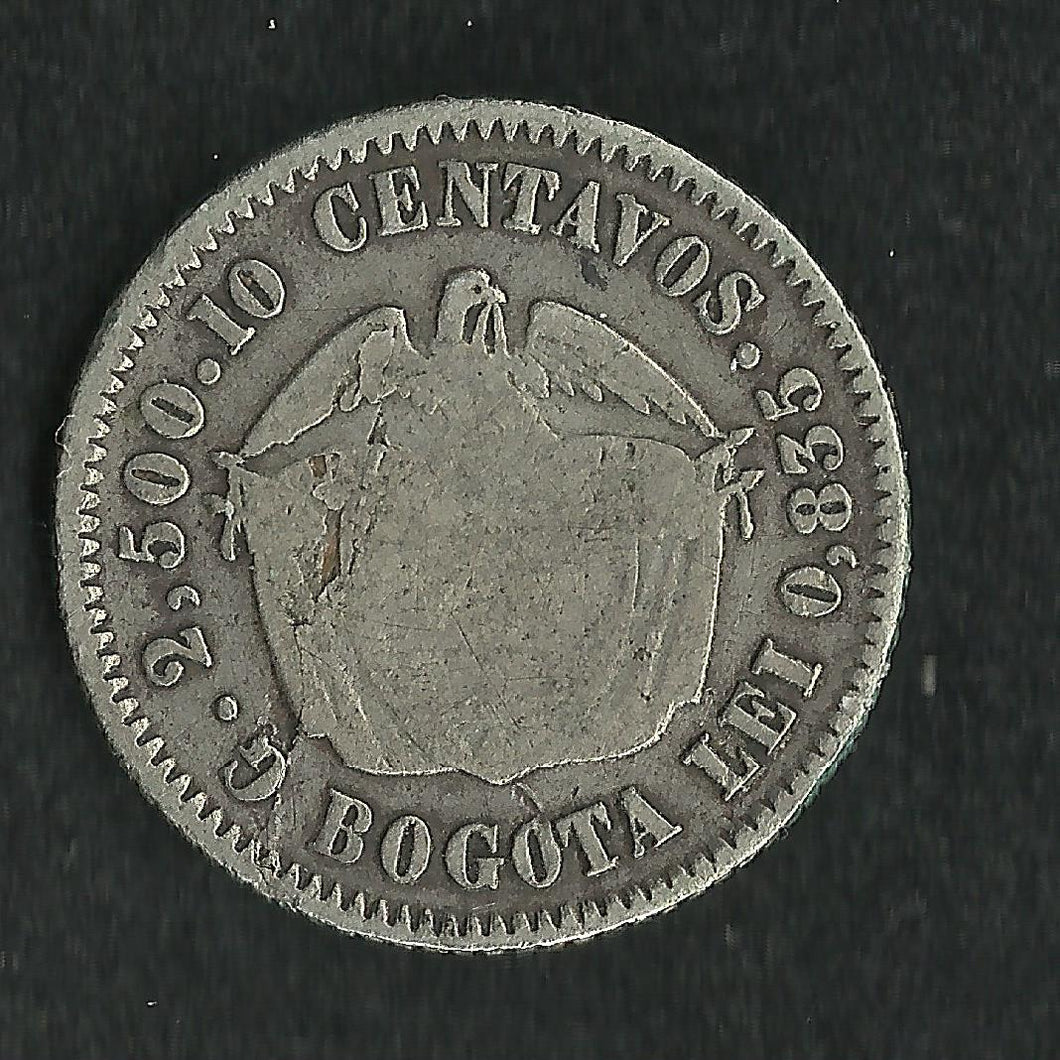 Colombie : 10 Centavos 1872 Argent