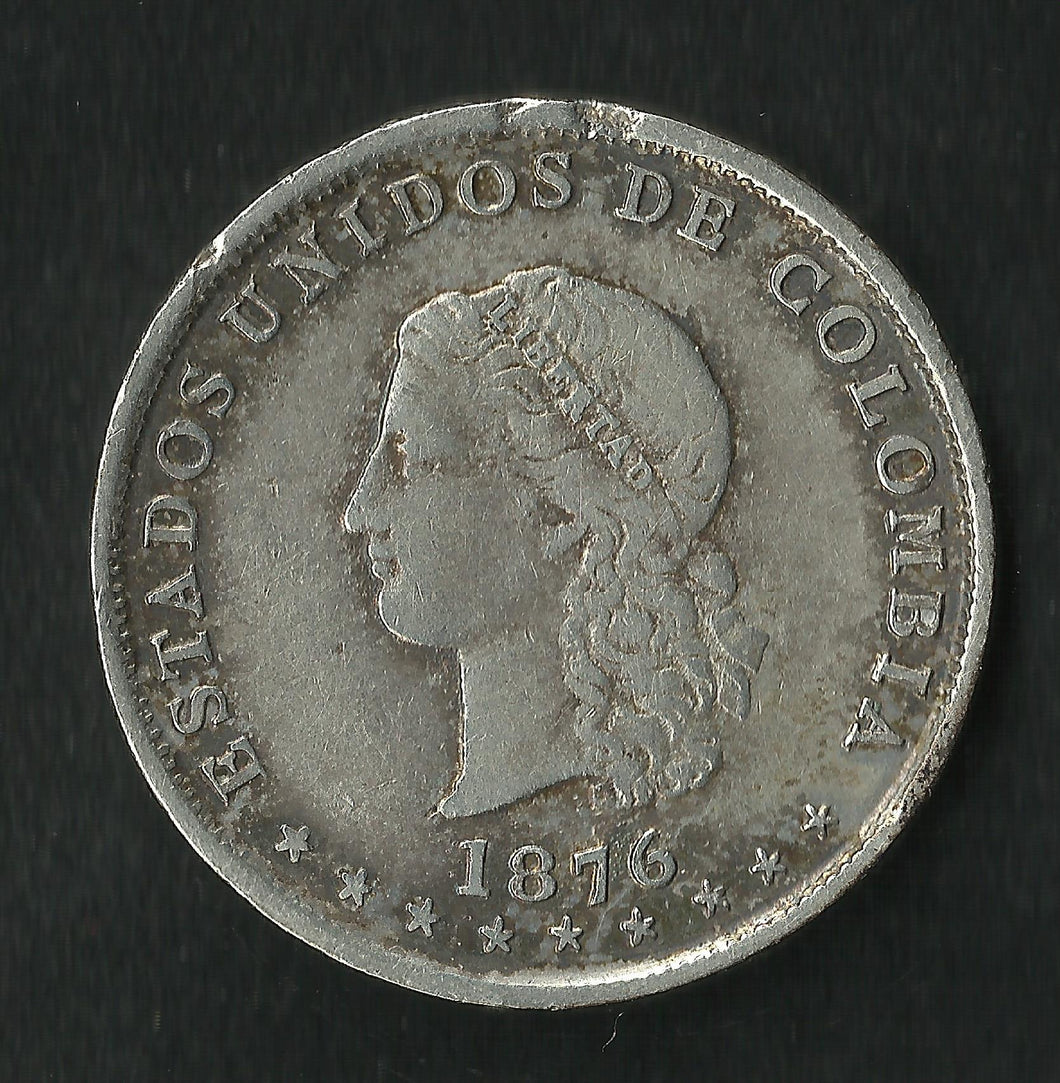 Colombie : 50 Centavos Argent 1876