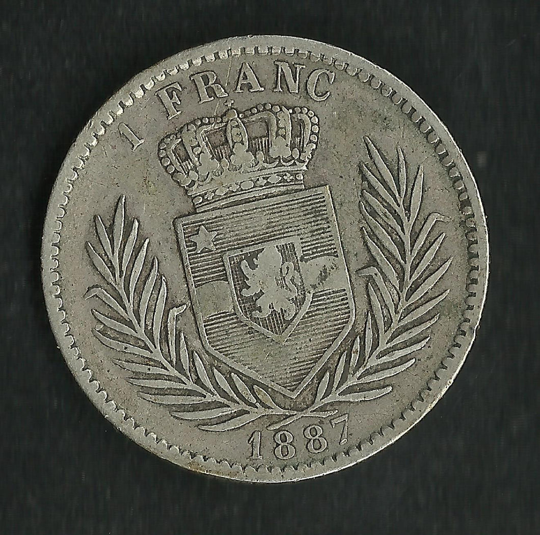 Congo Belge : 1 Franc 1887 Argent ; 20000 Ex