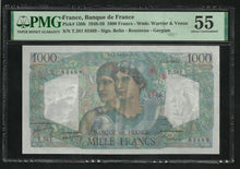 Charger l&#39;image dans la galerie, France : 1000 Francs Minerve &amp; Hercule (1-9-1949) ; PMG : About UNC 55
