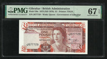 Charger l&#39;image dans la galerie, Gibraltar : One pound 1975 ; PMG : Superb Gem UNC 67 ; EPQ
