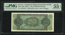 Charger l&#39;image dans la galerie, Greece : 25,000,000 Drachmai 1944 ; PMG : About UNC 55 ; EPQ
