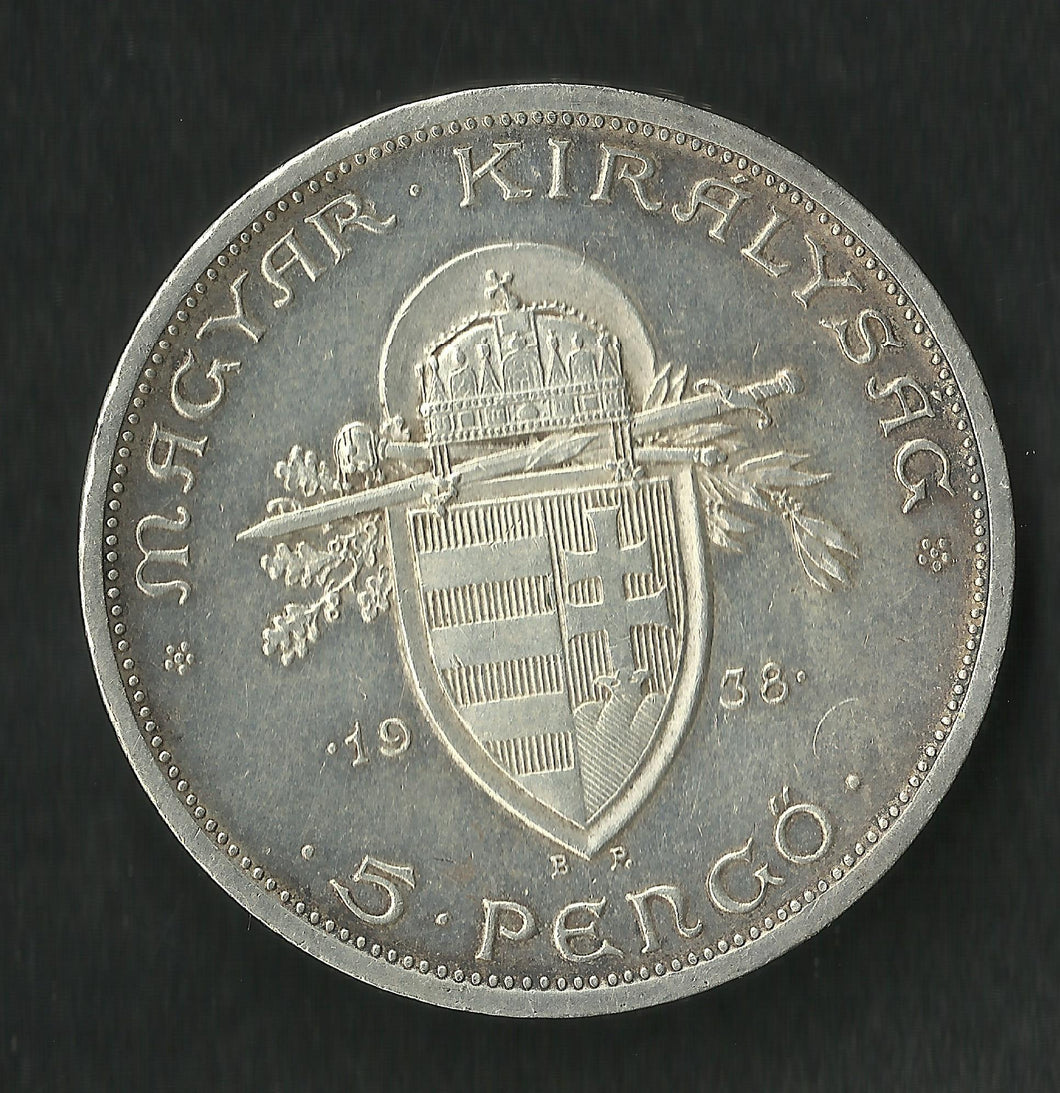 Hongrie : 5 Pengo Argent 1938