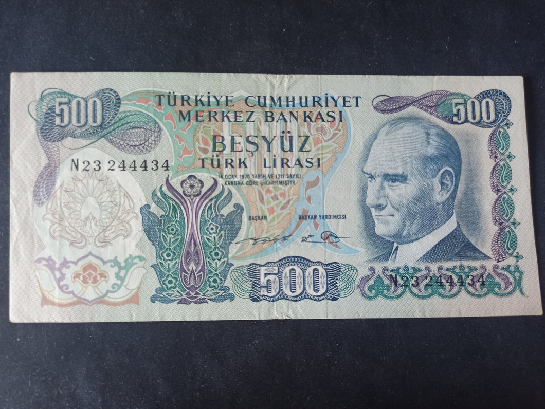 Turquie : 500 Lirasi 1970