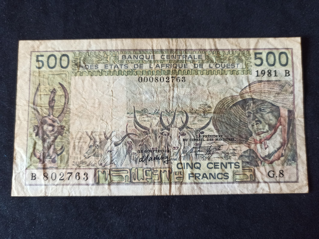 Afrique de l'Ouest : 500 Francs 1981 B Bénin