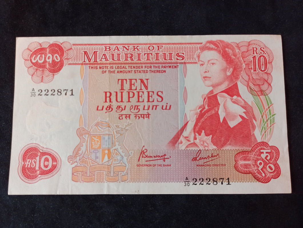 Ile Maurice : 10 Rupees 1967 Sign 4