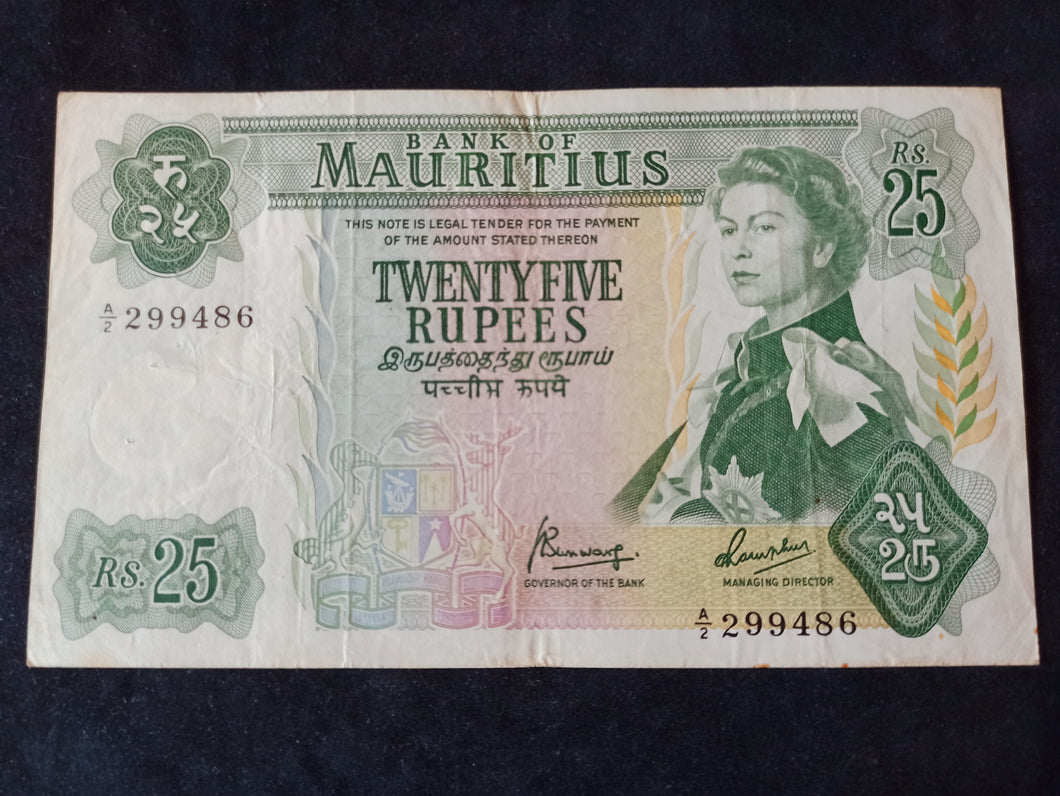Ile Maurice : 25 Rupees 1967 Sign 4