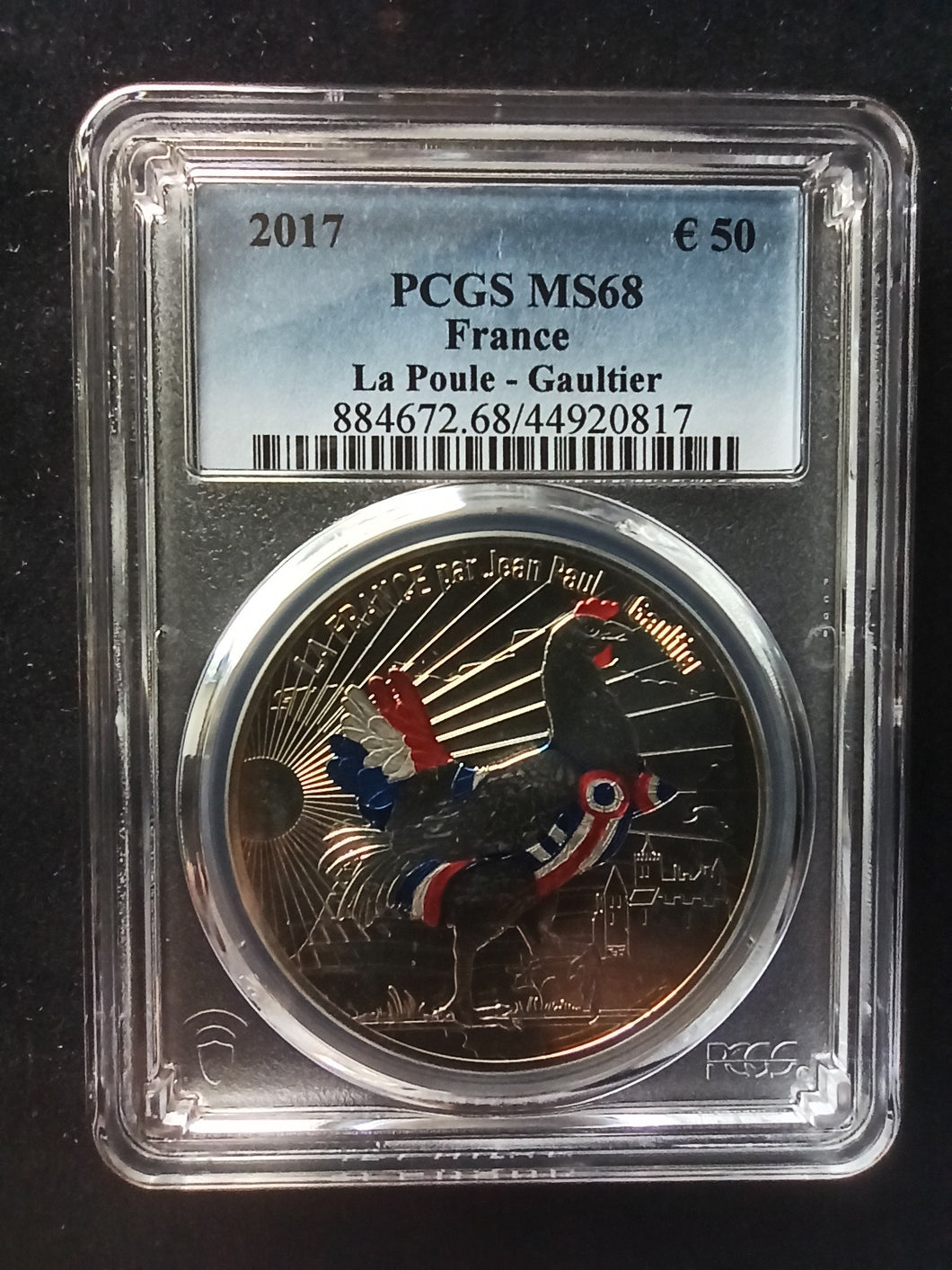 France : 50 Euro 2017 : Gaultier - La Poule ; PCGS : MS 68
