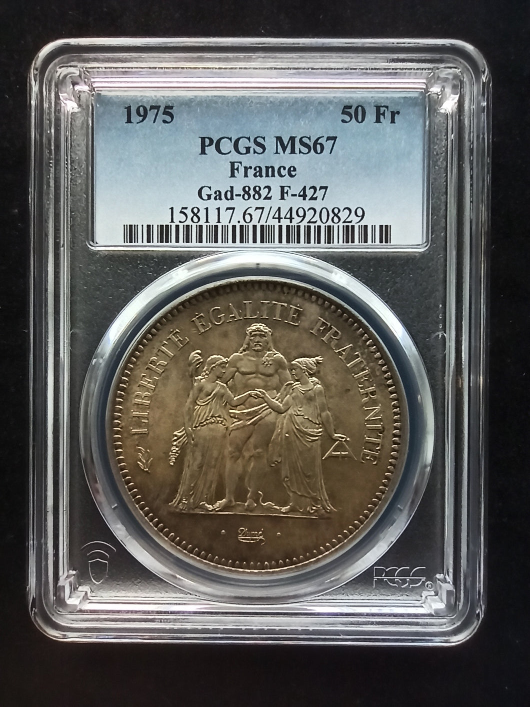 France : 50 Francs Silver 1975 ; PCGS : MS 67