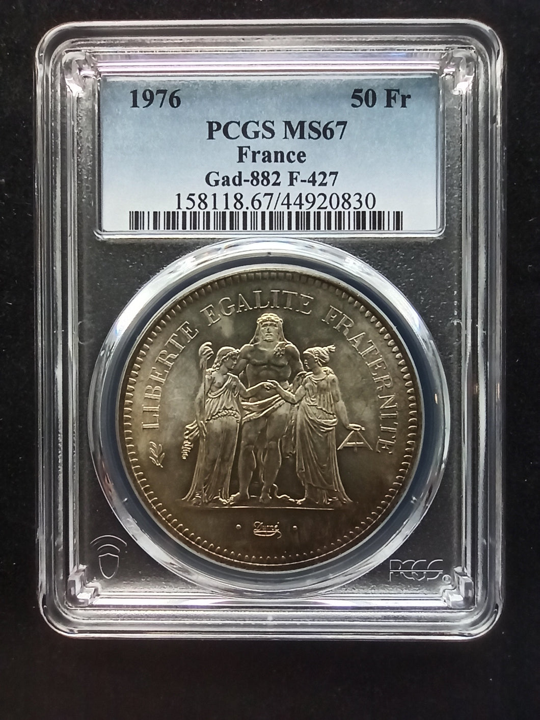 France : 50 Francs Silver 1976 ; PCGS : MS 67