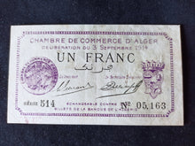 Charger l&#39;image dans la galerie, Chambre de Commerce d&#39;Alger : Un Franc 1914
