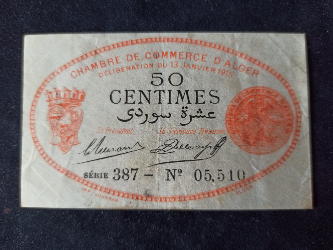 Chambre de Commerce d'Alger : 50 Centimes 1915