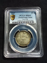 Charger l&#39;image dans la galerie, French Indo china : 20 Cent Silver 1937 ; PCGS MS 64
