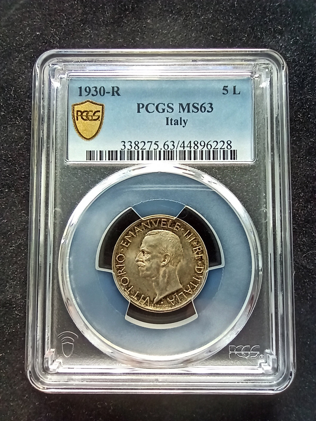 Italy : 5 Lire 1930 Silver ; PCGS MS 63