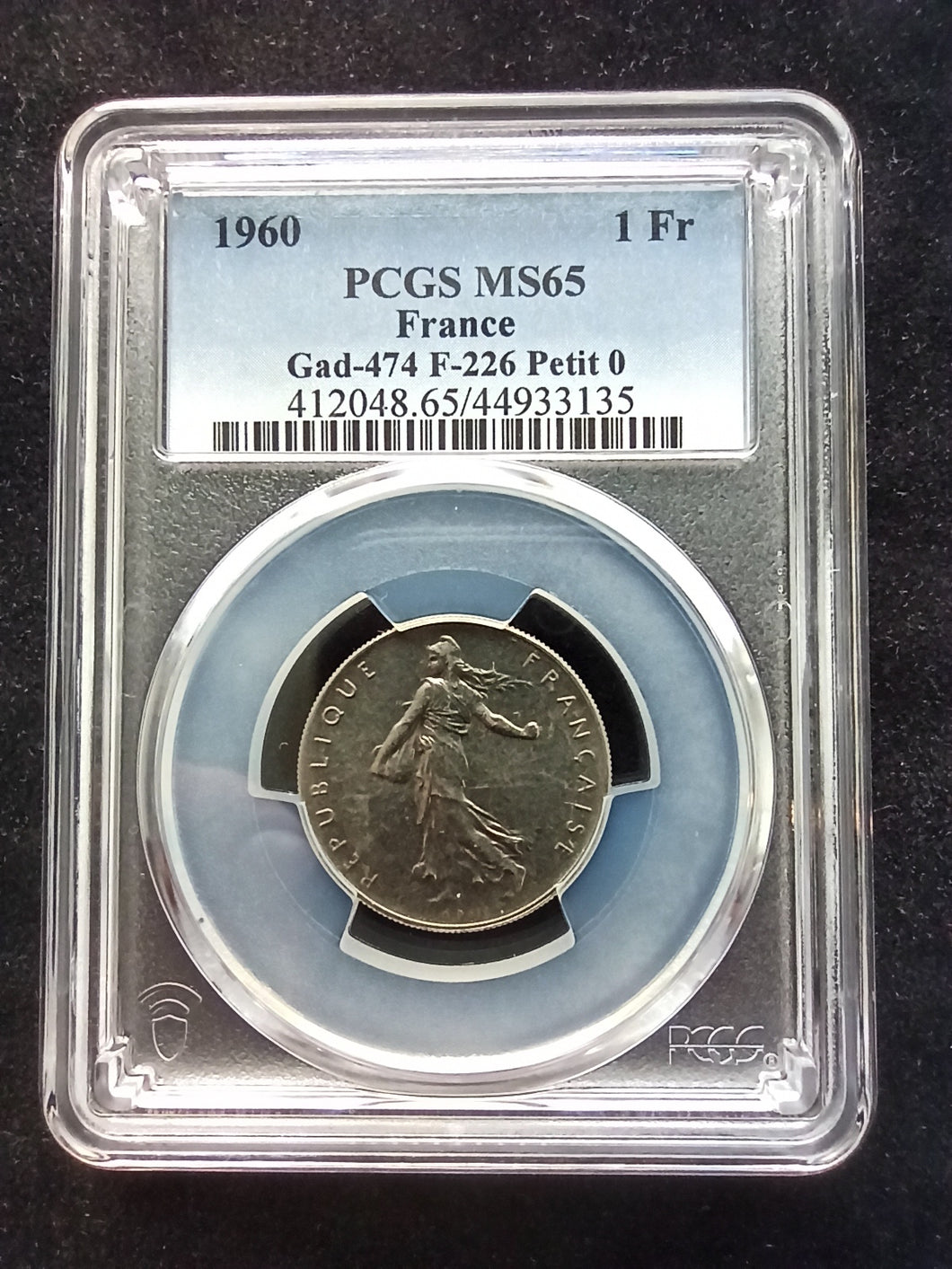France : 1 Franc Semeuse 1960 First Issue ; PCGS MS 65