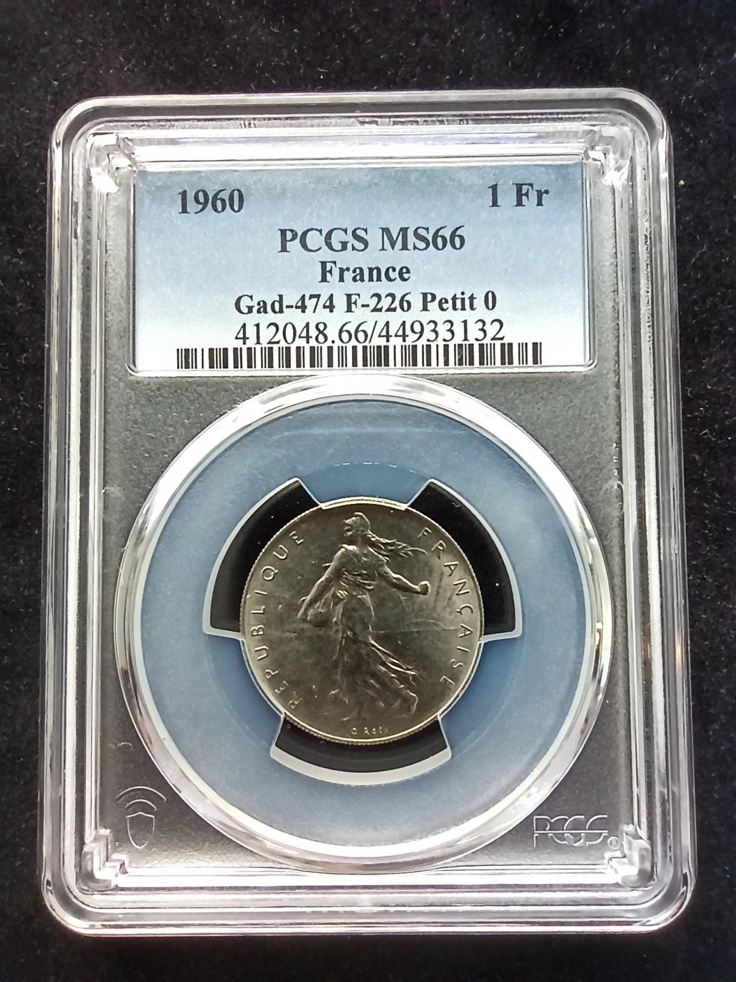 France : 1 Franc Semeuse 1960 First Issue ; PCGS MS 66
