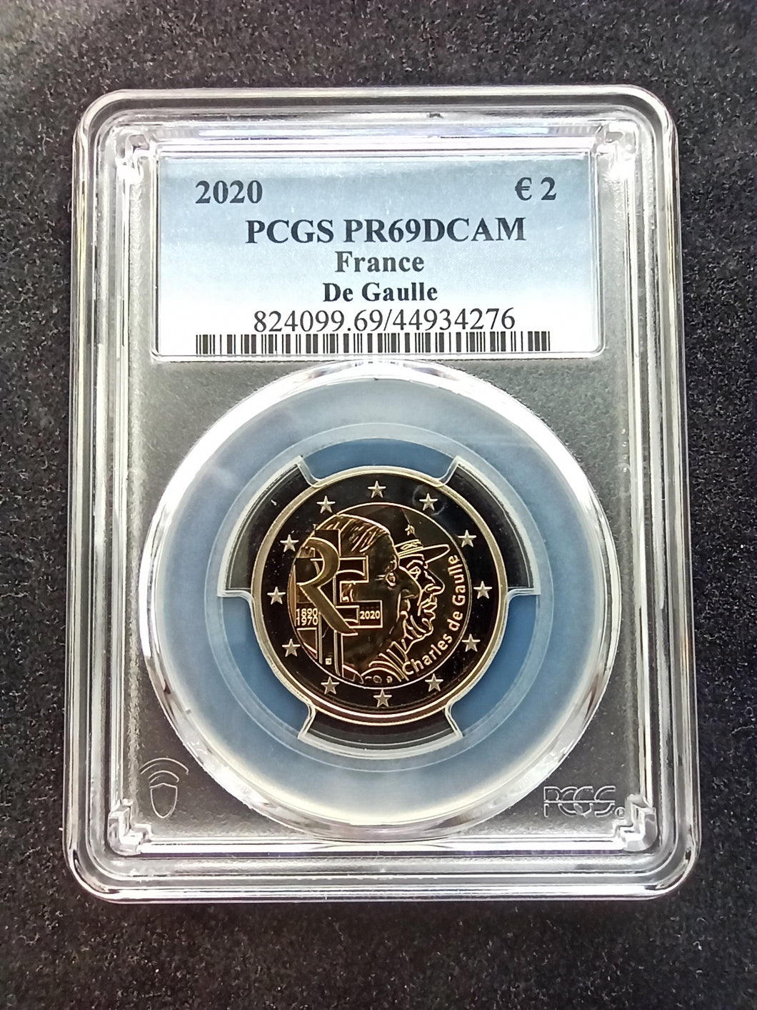 France : 2 Euro 2020 De Gaulle Proof  ; PCGS PR 69