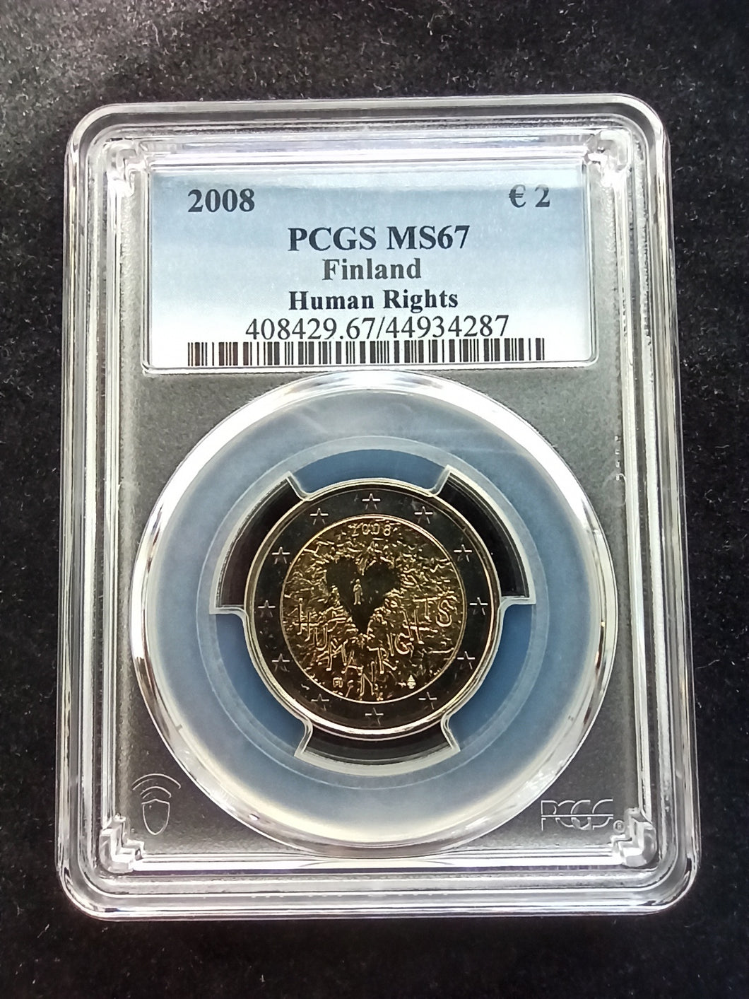 Finland : 2 Euro 2008 Human Rights ; PCGS MS 67