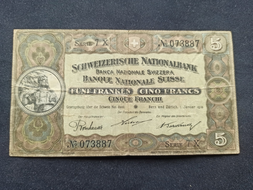 Suisse : 5 Francs 1916 Année Rare