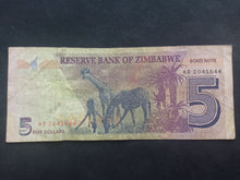 Charger l&#39;image dans la galerie, Zimbabwe : 5 Dollars 2016
