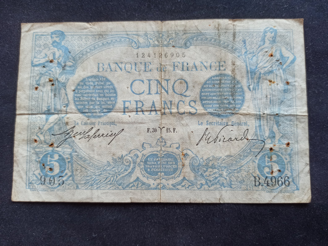 5 Francs Bleu (30 Mars 1915)