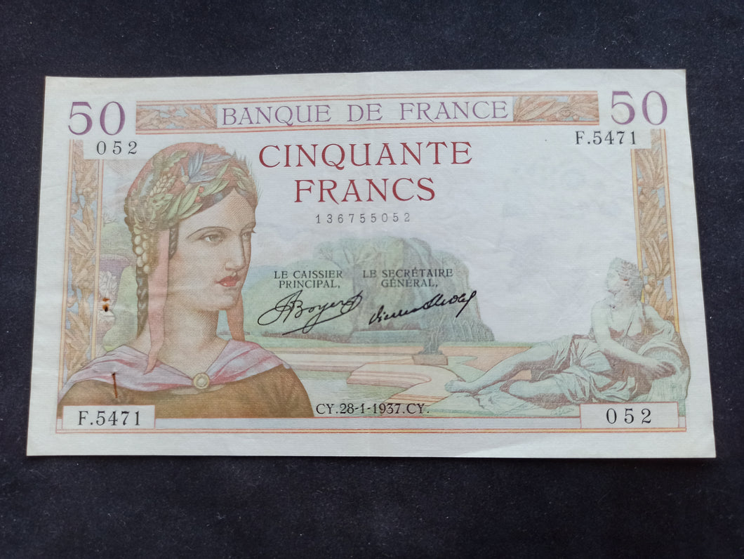 50 Francs Cérès (28-1-1937)
