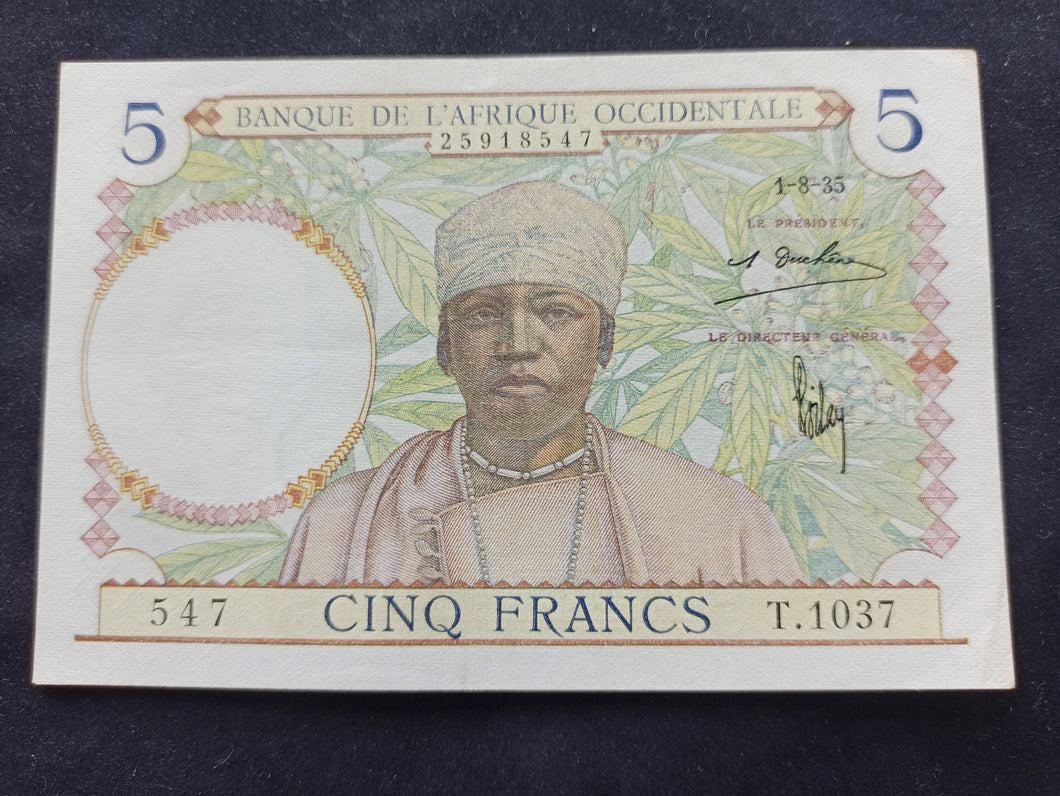Afrique Occidentale : 5 Francs (1-8-1935)