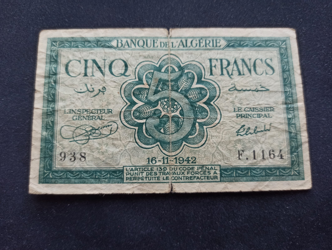Algérie : 5 Francs 1942
