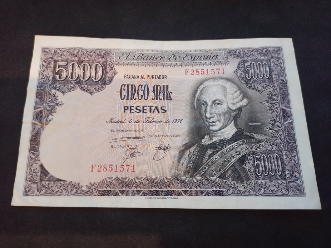 Espagne : 5000 pesetas 1976