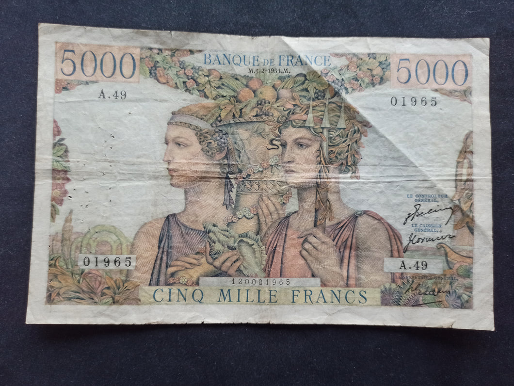 5000 Francs Terre & Mer (1-2-1951)