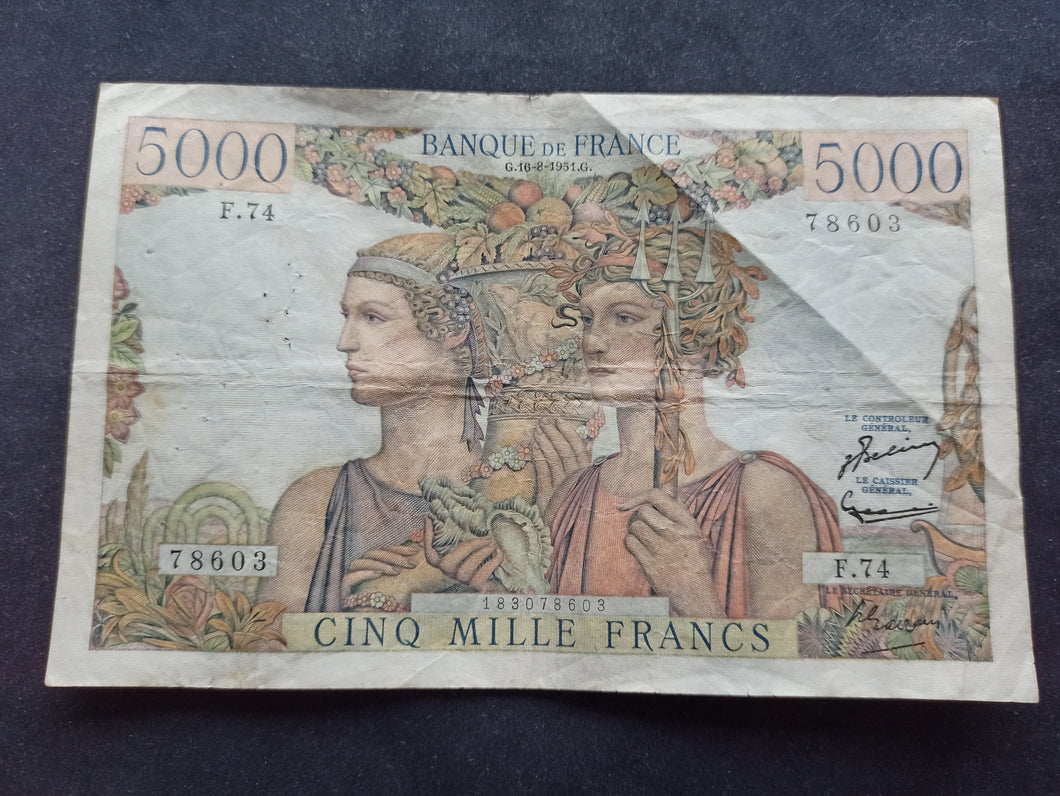 5000 Francs Terre & Mer (16-8-1951)