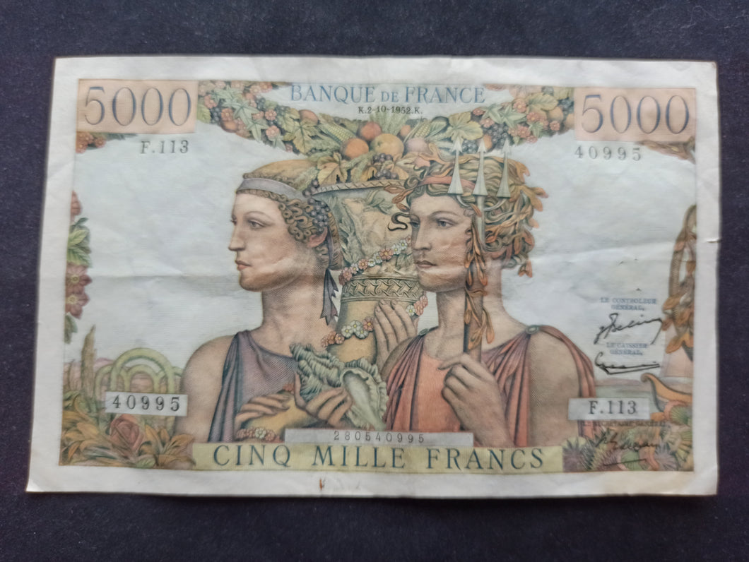 5000 Francs Terre & Mer (2-10-1952)