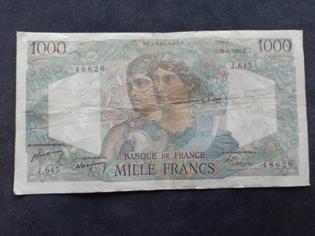 1000 Francs Minerve & Hercule (20-4-1950)
