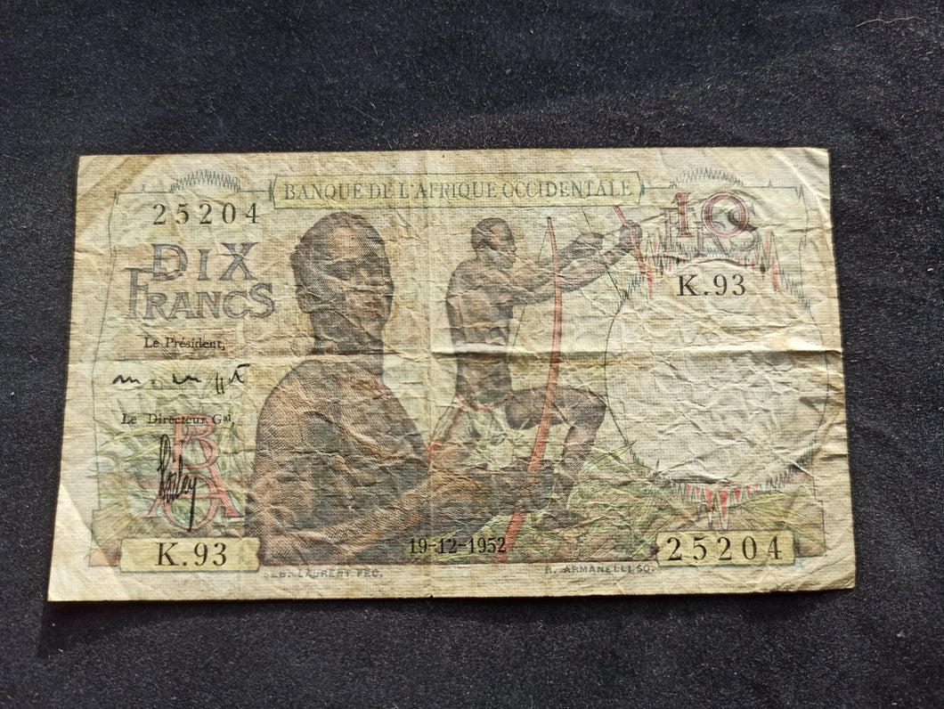 Afrique Occidentale : 10 Francs (19-12-1952)